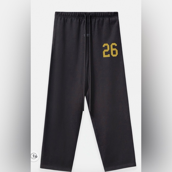 😎sold😎Fear of God Essentials Black Joggers with Gold Accents - Picture 4 of 6